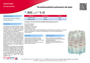 Fiche produit Thrombomoduline pulmonaire de lapin