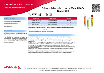 Fiche produit Tubes spéciaux de collecte 75µM PPACK D-Mannitol