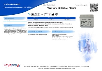 Fiche produit Very Low IX Control Plasma