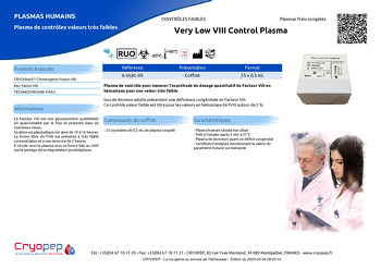 Fiche produit Very Low VIII Control Plasma