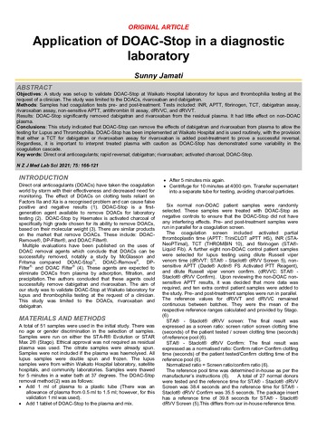 Application of DOAC-Stop in a diagnostic laboratory